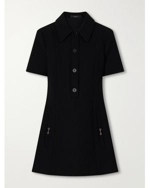 Gucci Horsebit-Embellished Wool-Crepe Mini Dress - Black