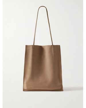 The Row To Go Large Leather-Trimmed Nubuck Tote - Natural
