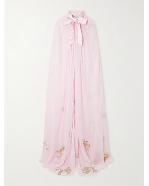 Clio Peppiatt Nova Cape Aus Georgette Mit Verzierungen Und Satinbesatz - Pink