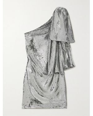 BERNADETTE Josselin One-Shoulder Bow-Detailed Sequined Crepe Mini Dress - Gray