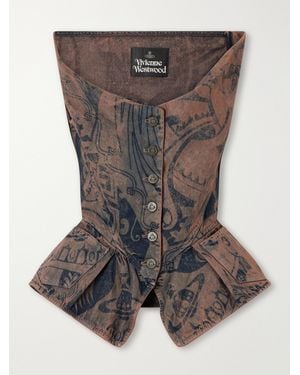 Vivienne Westwood Monday Vest Rinted Organic Denim Corset Top - Brown