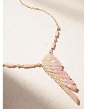 Garrard Wings Rising 18-Karat Rose, Opal And Diamond Necklace - Natural
