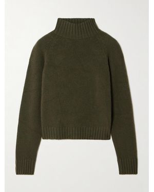 The Elder Statesman Cropped Cashmere Turtleneck Sweater - Grün