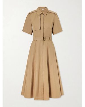 Burberry Tanya Belted Cotton-Gabardine Midi Dress - Natural