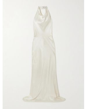 Rebecca Vallance Attia Draped Silk-Satin Halterneck Gown - White