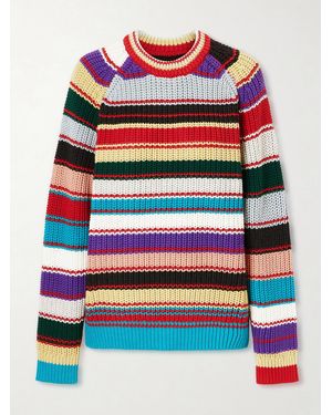 Aimé Leon Dore Striped Crewneck Cotton-Knitted Jumper - Red