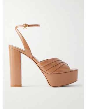 Gianvito Rossi 130 Pleated Patent-Leather Platform Sandals - White