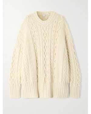 Bottega Veneta Oversized Cable-Knit Wool Jumper - Natural