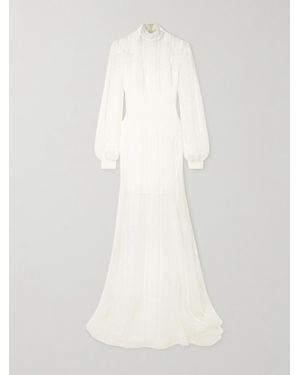 Costarellos Theia Embroidered Tulle Gown - White