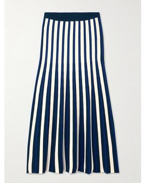 Escvdo Manglar Striped Knitted Organic Cotton Midi Skirt - Blue