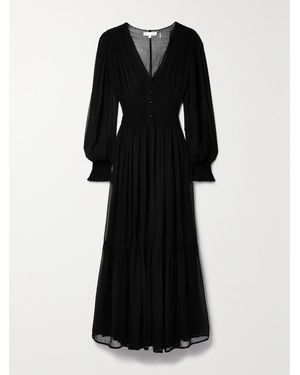 LoveShackFancy Evalina Chiffon Maxi Dress - Black