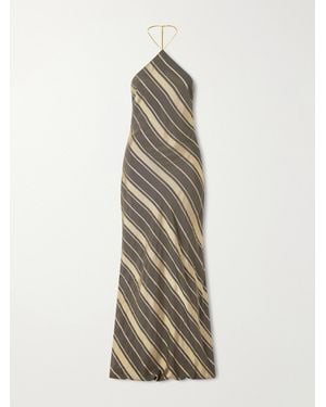 Stella McCartney Striped Silk-Blend Halter Neck Maxi Dress - Natural