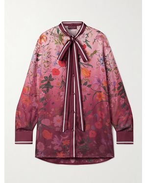 Gucci Schluppenbluse Aus Seiden-Twill Mit Blumenprint - Rot