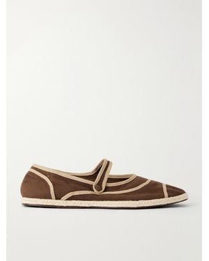 STAUD Nora Canvas Espadrille Mary Jane Flats - Brown