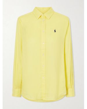 Polo Ralph Lauren Logo-Embroidered Linen Shirt - Yellow