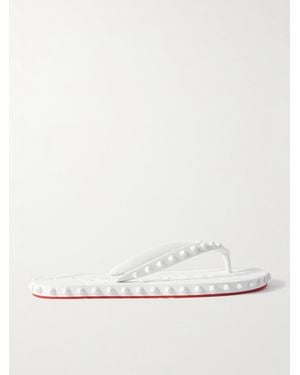 Christian Louboutin Super Loubi Studded Rubber Flip Flops - White