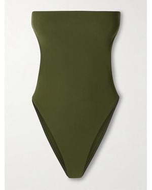 Saint Laurent Trägerloser Badeanzug Mit Cut-Outs - Grün