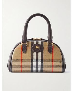 Burberry Mini Tote Aus Beschichtetem Canvas Mit Karomuster Und Lederbesätzen - Natur