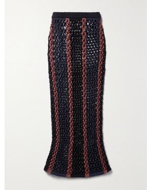 DIOTIMA Spice Beaded Crocheted Cotton-Blend Maxi Skirt - Blue