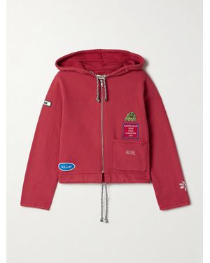 Bode Camper Appliquéd Cotton-Jersey Hoodie - Red