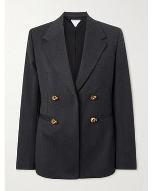 Bottega Veneta Double-Breasted Wool-Twill Blazer - Black