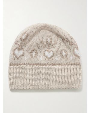 KHAITE Avers Fair Isle Cashmere Beanie - Natural