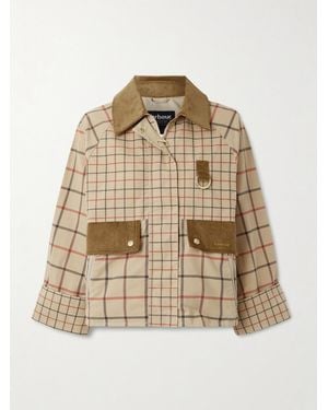 Barbour Mackworth Corduroy-Trimmed Checked Cotton Jacket - Natural
