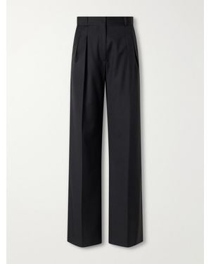 Loulou de Saison Sbiru Pleated Wool-Twill Straight-Leg Trousers - Black
