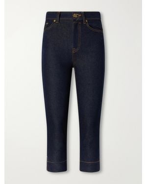 Zimmermann Clash Embroidered High-Rise Slim-Fit Capri Jeans - Blue