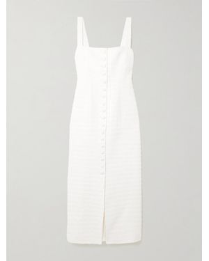LIBEROWE Robe Midi En Tweed De Coton Mélangé À Carreaux Joan - Blanc