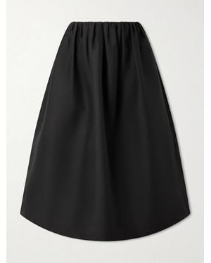 TOTEME Gathered Wool And Silk-Blend Midi Skirt - Black