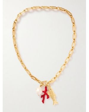 Joolz by Martha Calvo Barrier-Plated Enamel And Pearl Necklace - Natural