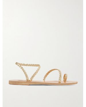 Ancient Greek Sandals Eleftheria Braided Metallic Leather Sandals