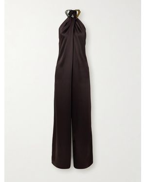 Stella McCartney Jumpsuit Aus Satin Mit Kette - Braun