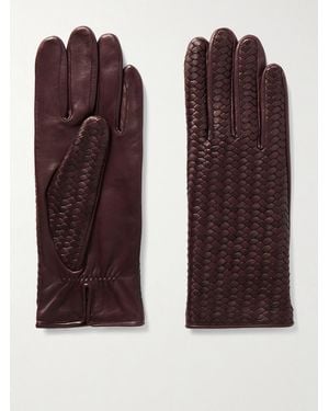 Agnelle Stanilas Woven Leather Gloves - Lila