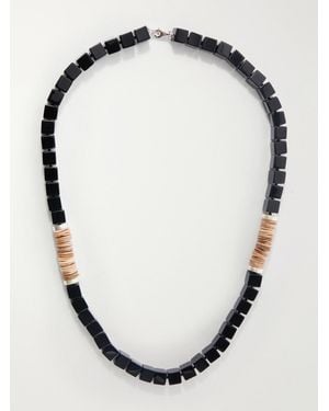 Le Sundial Dune Sterling, Onyx And Mother-Of-Pearl Beaded Necklace - Black