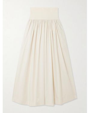 Esse Studios Gathered Organic Cotton-Poplin And Stretch-Knit Maxi Skirt - Natural