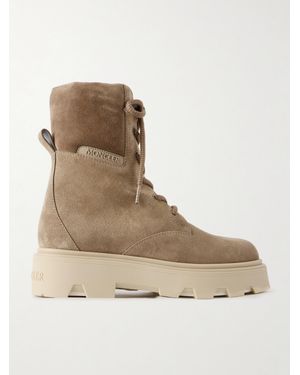 Moncler Aurea Paneled Suede Ankle Boots - Natural