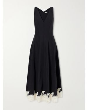 Jonathan Simkhai Mira Lace-Trimmed Cotton-Blend Faille Maxi Dress - Blue