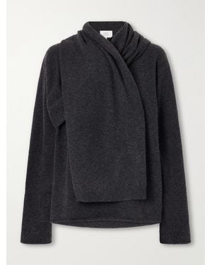Loulou de Saison Frances Scarf-Detailed Cashmere Jumper - Black