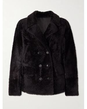 Yves Salomon Doppelreihige Jacke Aus Shearling - Schwarz