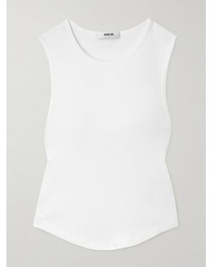 Agolde Nova Ribbed Cropped Stretch Organic Cotton And Tencel Lyocell-Blend Tank - White