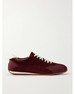 Neous Berenices Leather-Trimmed Suede And Mesh Trainers - Red