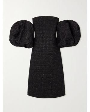 Dima Ayad Off-The-Shoulder Metallic-Cloqué Gown - Black