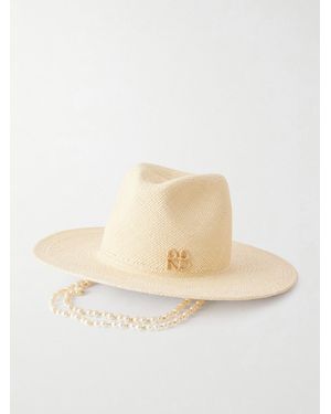 Ruslan Baginskiy Monogram-Embellished Straw Fedora - Natural