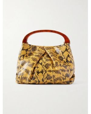 Dries Van Noten Snake-Effect Leather Clutch - Metallic