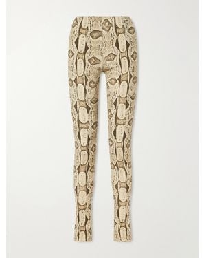 Gucci Snake-Print Stretch Skinny-Leg Trousers - Natural