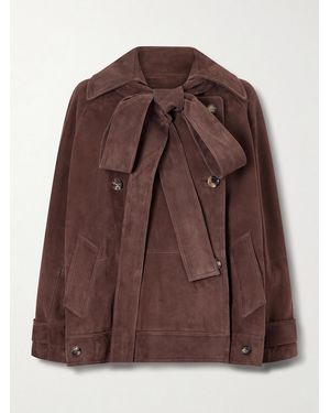 Loewe Double-Breasted Suede Jacket - Brown