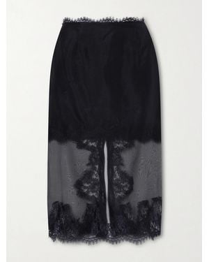 Aje. Ophelia Layered Lace-Trimmed Silk-Organza Midi Skirt - Blue