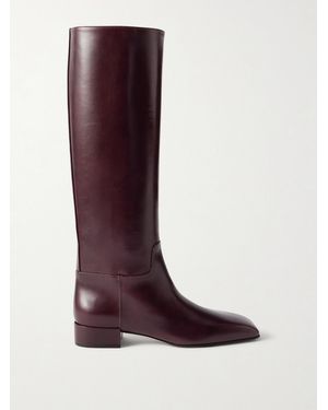 Christen Classic Square Leather Knee Boots - Red